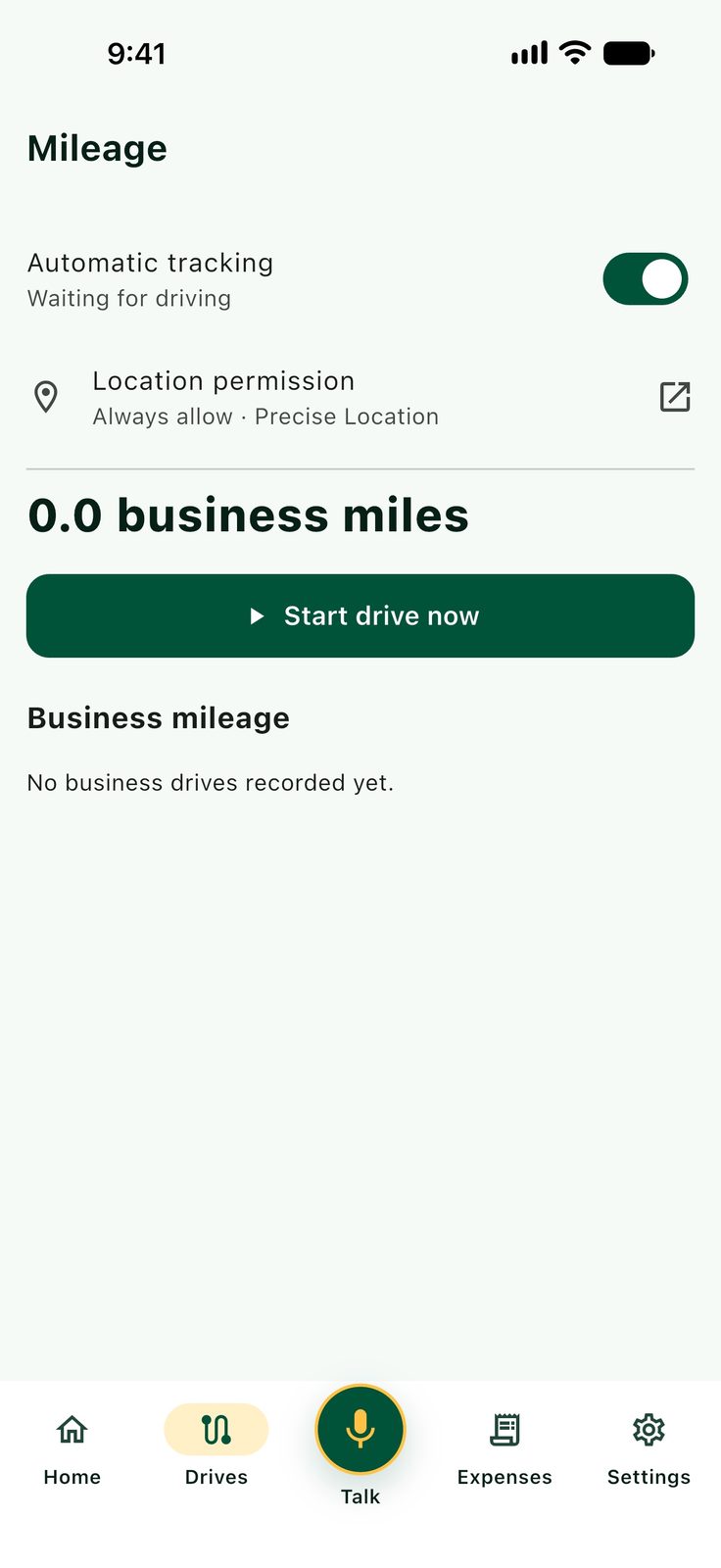 AgentDeduct mileage tracking screen
